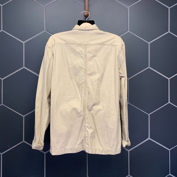 -Used Men Zara Light Brown Khaki Heavy Long Sleeve Relaxed Fit Button Up Size XL - Picture 3 of 4